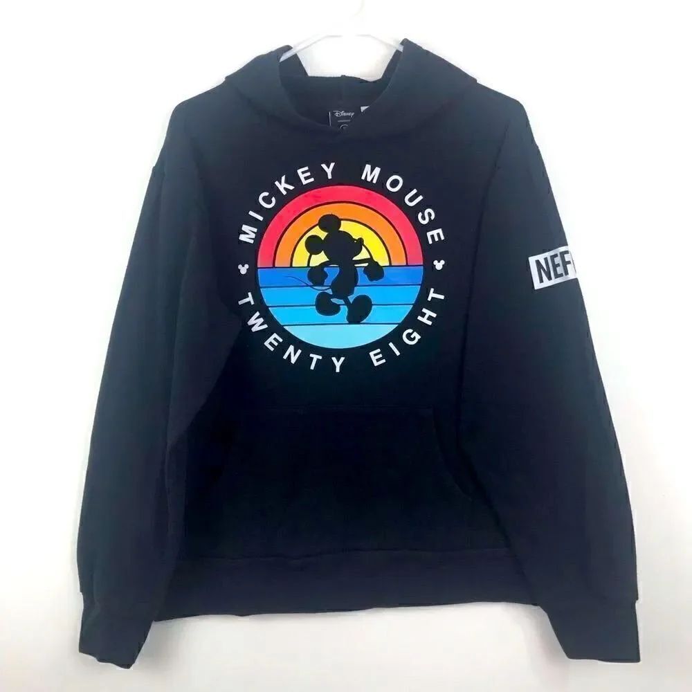 Disney Collection by Neff. Mickey Mouse Rainbow Graphic Black Hoodie